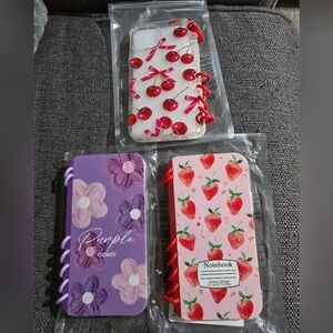 Purple Flower and Pink Strawberry Phone Cases